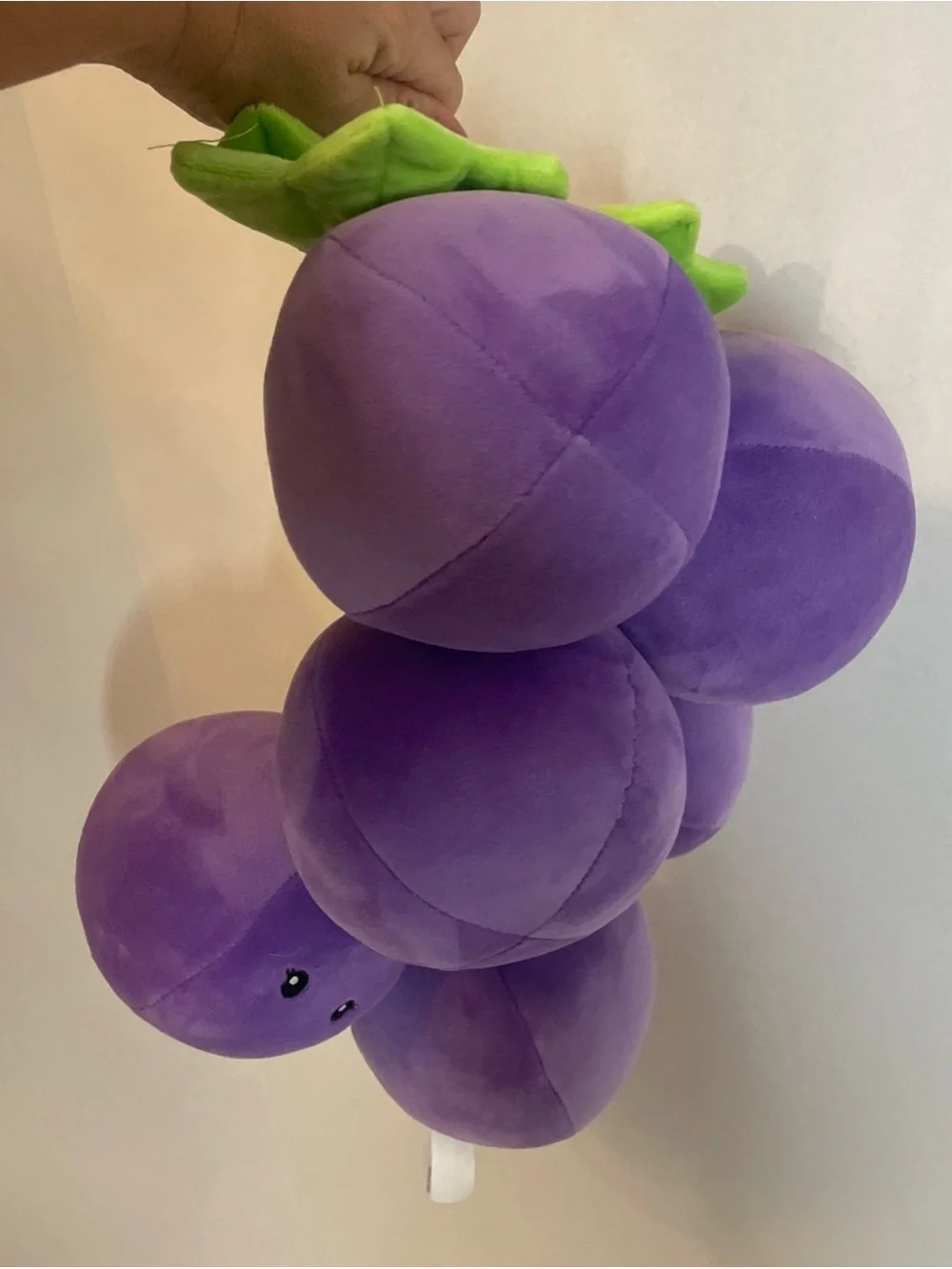 Smoochy Pals Grape Plush Pillow 17” Purple Grapevine Stuffed Fruit Cute Faces